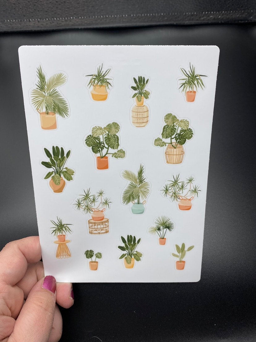 House Plant Sticker Sheet, Plant Stickers for Journaling, Crazy Plant Lady, Botanical Sticker, Sticker Sheet, Gifts for Women, Bible Verse
