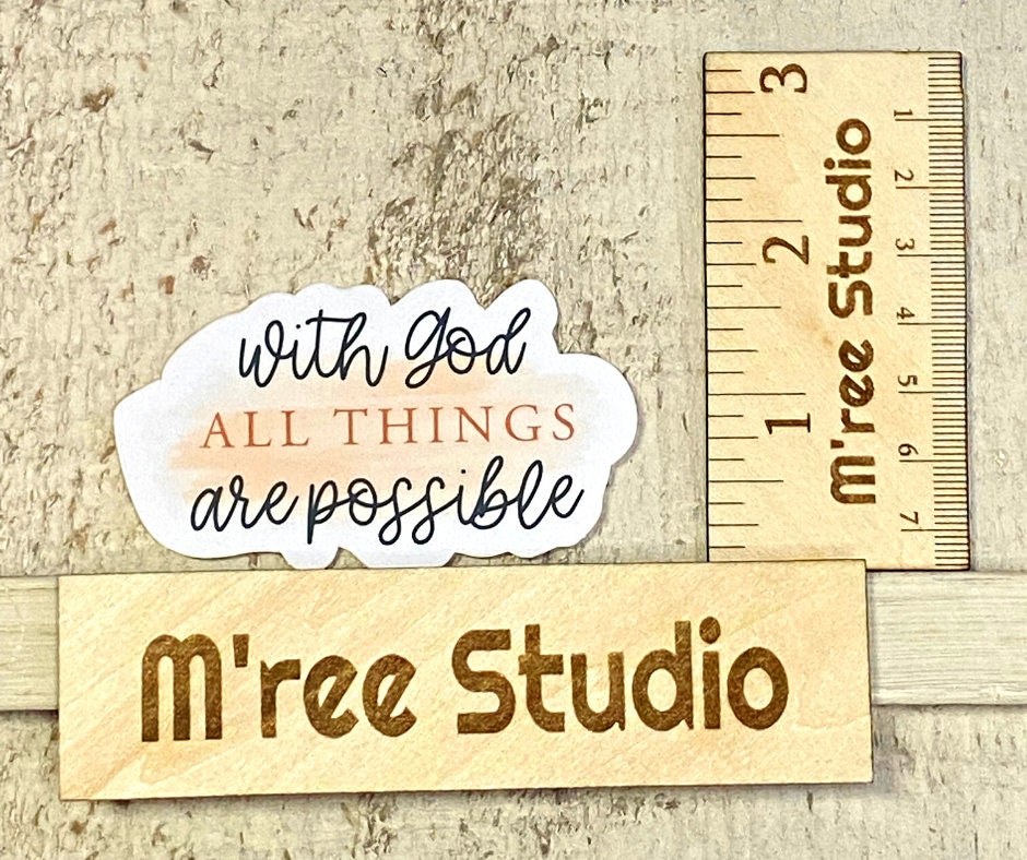 With God, Bible Verse Gift for Women, Inspirational Decal, Waterproof Sticker, Trending Now, Bible Journaling, Quotes about Life,Canva Quote