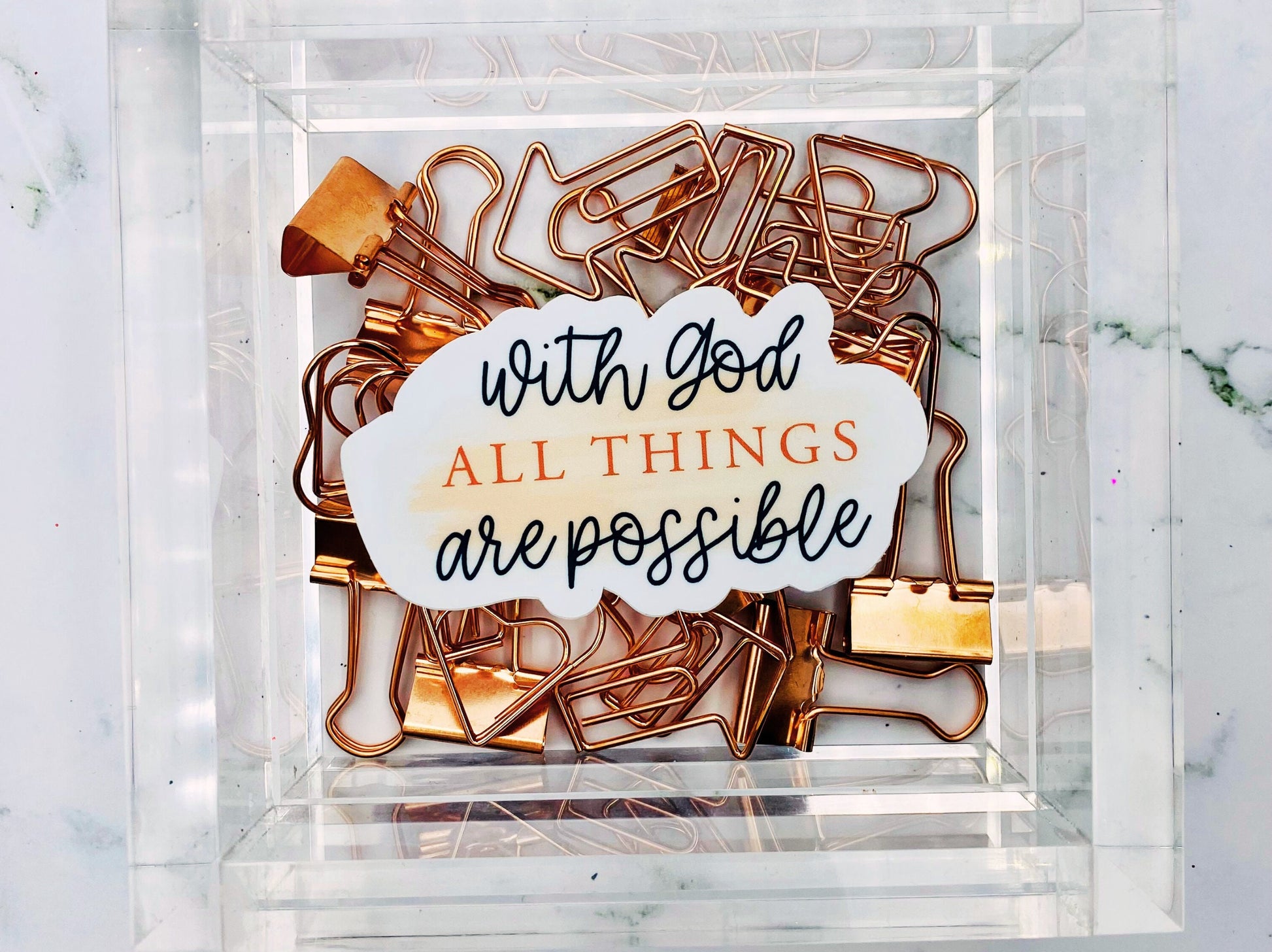 With God, Bible Verse Gift for Women, Inspirational Decal, Waterproof Sticker, Trending Now, Bible Journaling, Quotes about Life,Canva Quote